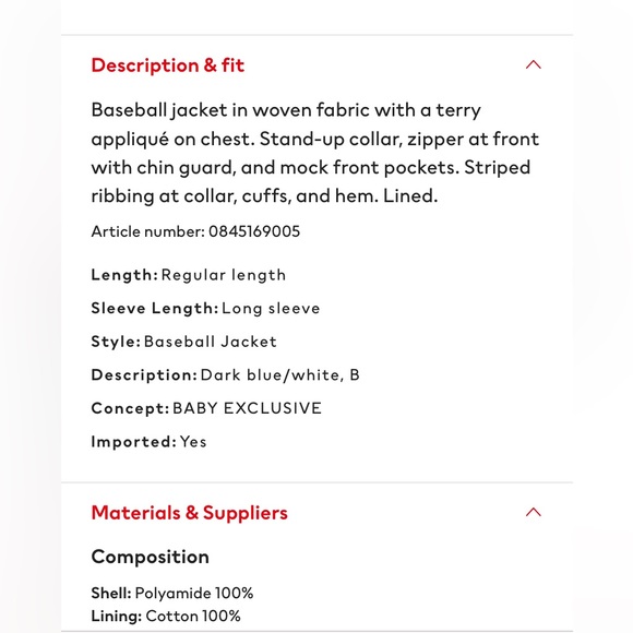 H&M 2T (1 1/2 - 2T) Baseball Jacket Dark Blue toddler baby - Picture 4 of 4